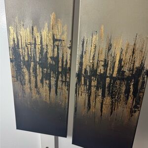 Abstract Gold and Black Canvas Art